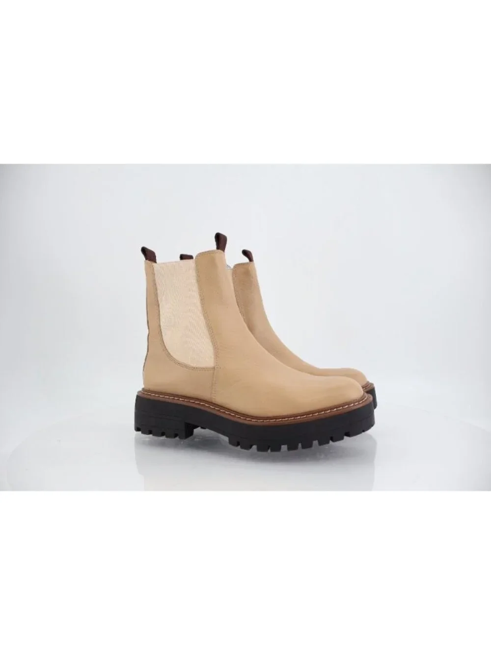 Sam Edelman Boots Laguna Chelsea Womens 6.5 Tan Leather Pull On Lug Sole Chunky